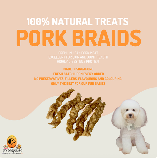 Greedy Paw SG - Pork Braid Chew (Air-Dried, Single Ingredient)