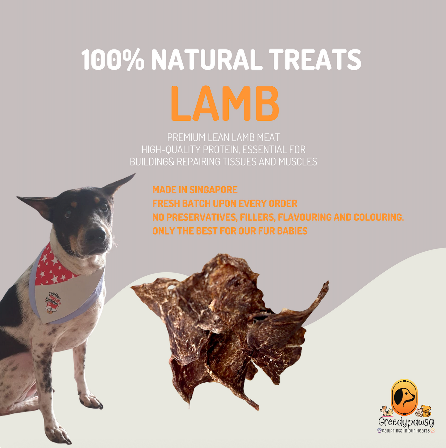 Greedy Paw SG - Lamb Meat (Air-Dried, Single Ingredient)