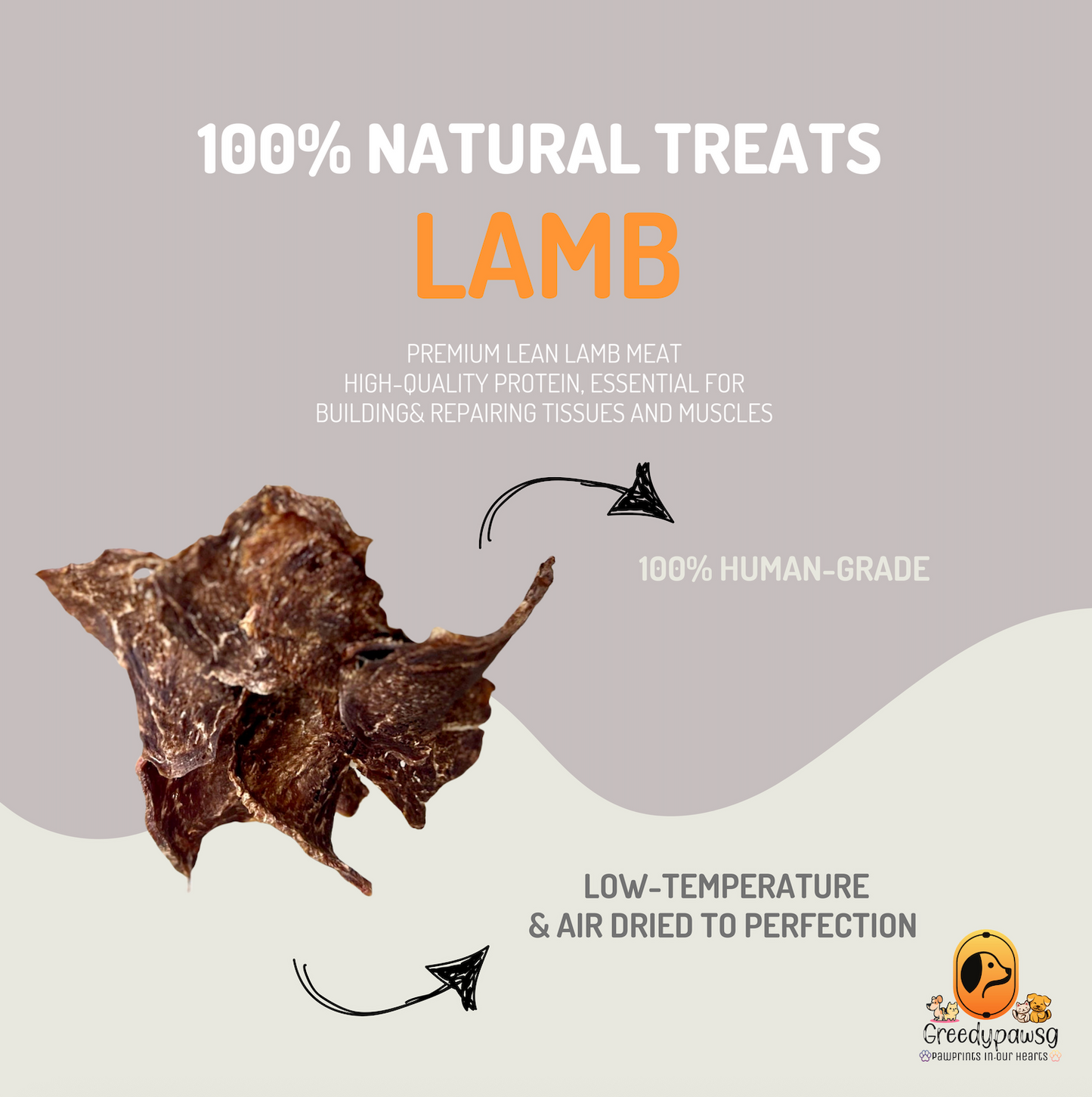 Greedy Paw SG - Lamb Meat (Air-Dried, Single Ingredient)