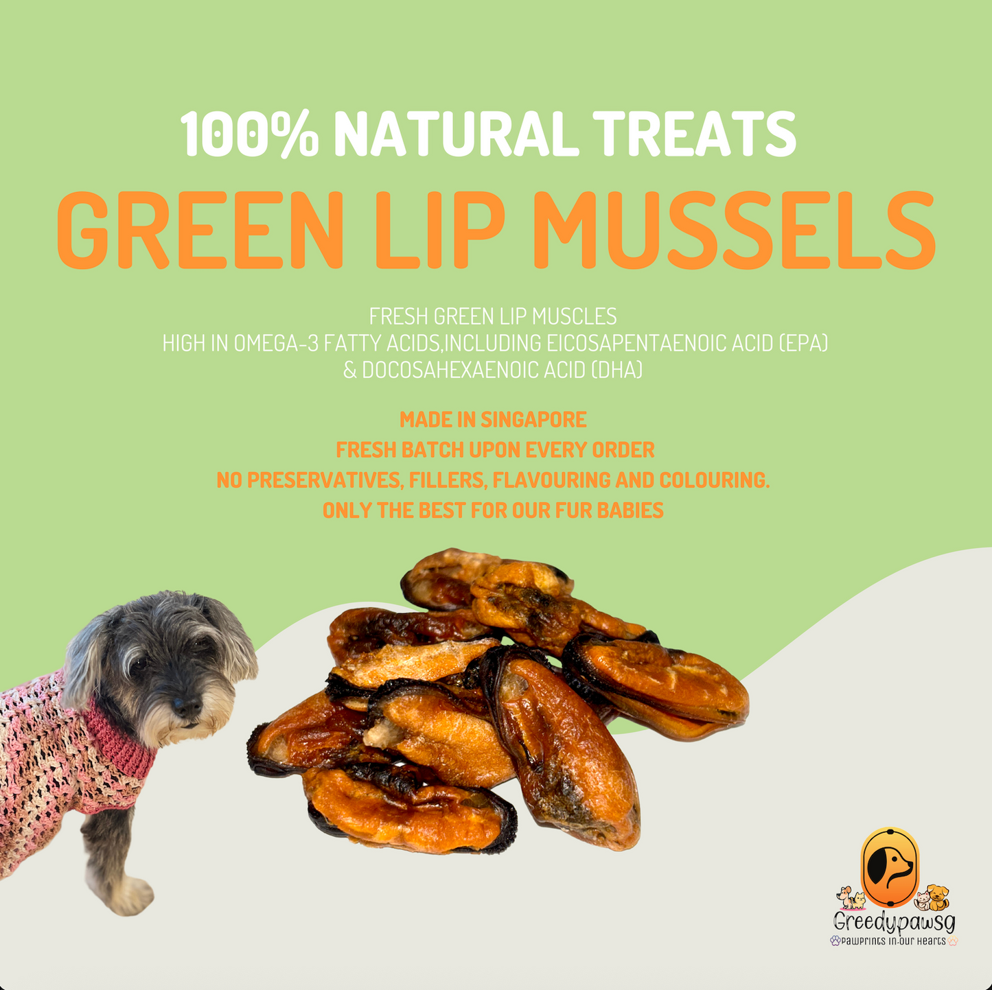Greedy Paw SG - Green Lipped Mussels (Air-Dried, Single Ingredient)