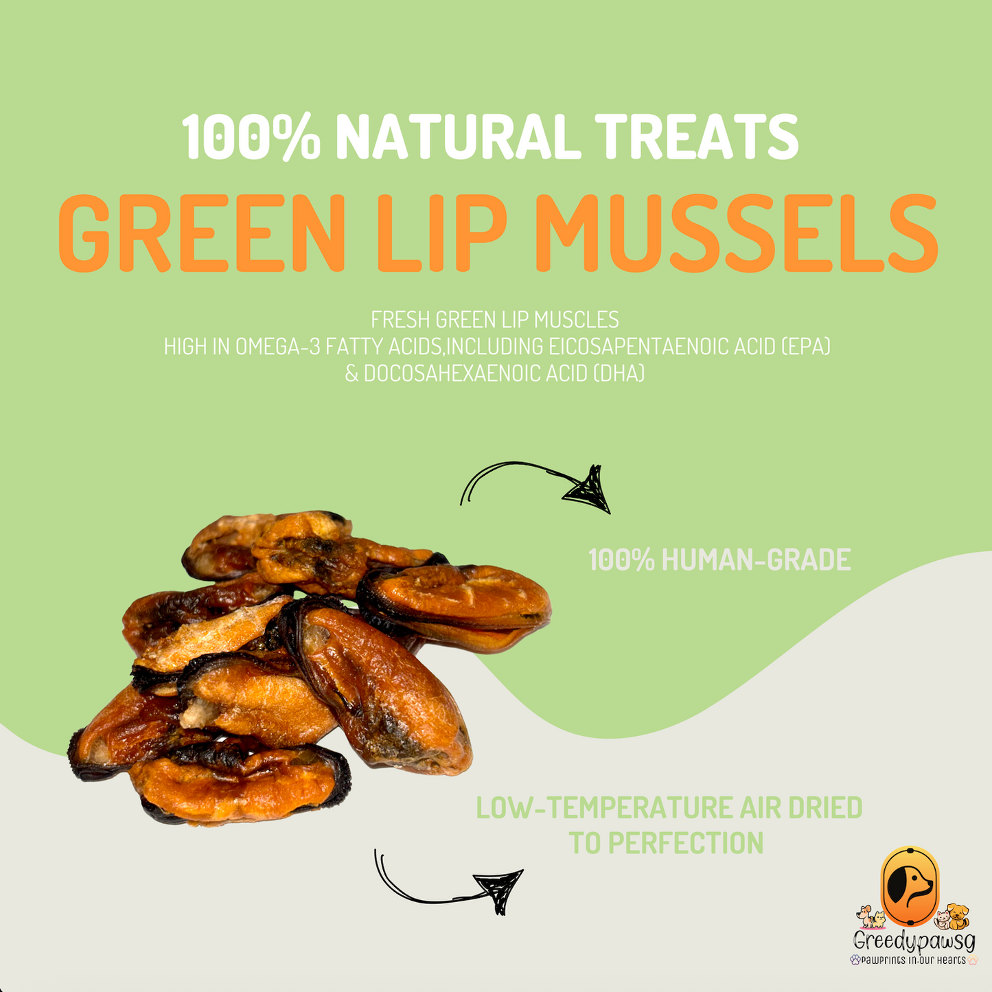 Greedy Paw SG - Green Lipped Mussels (Air-Dried, Single Ingredient)