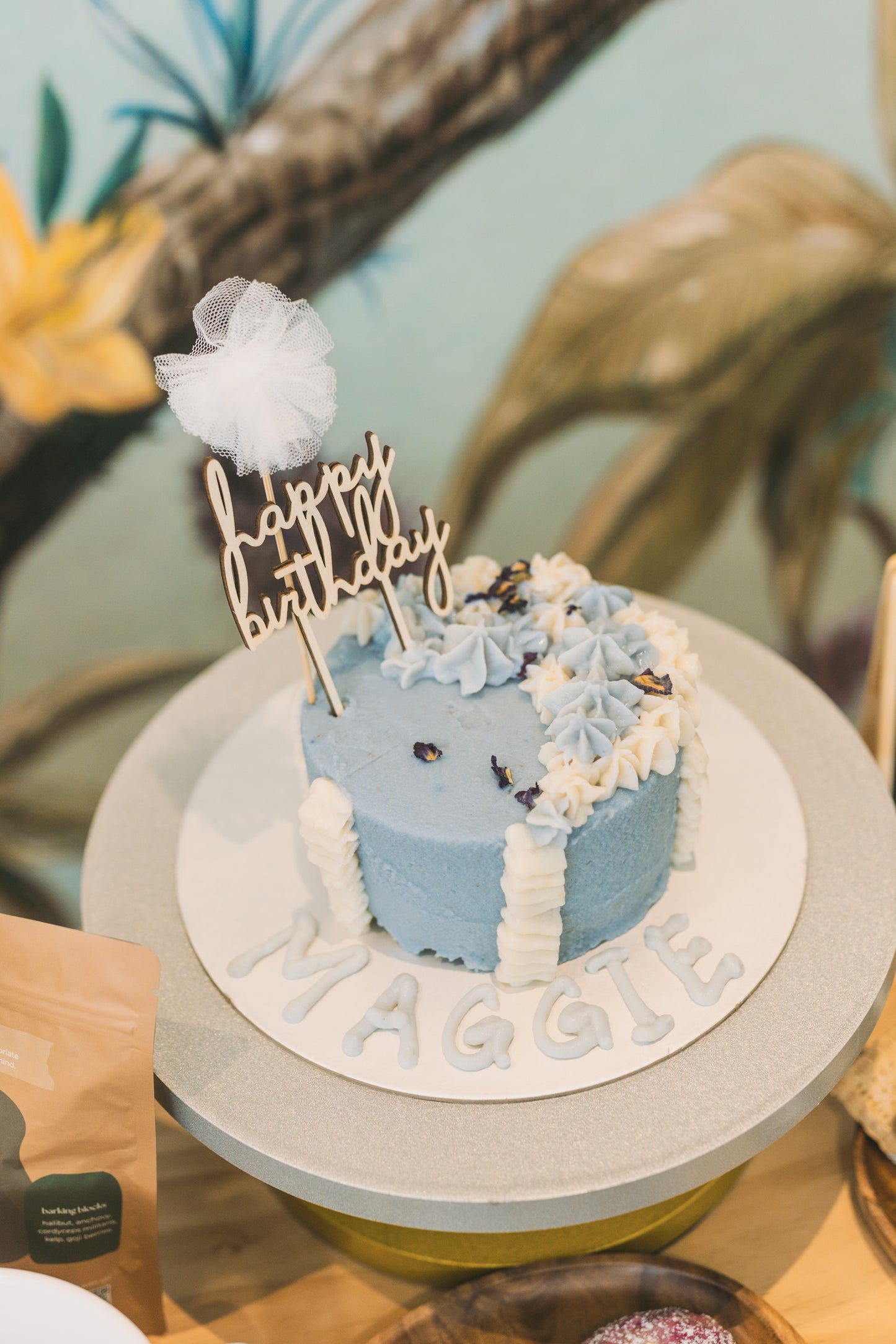 dog-friendly birthday cake at dog party at a dog-friendly event space